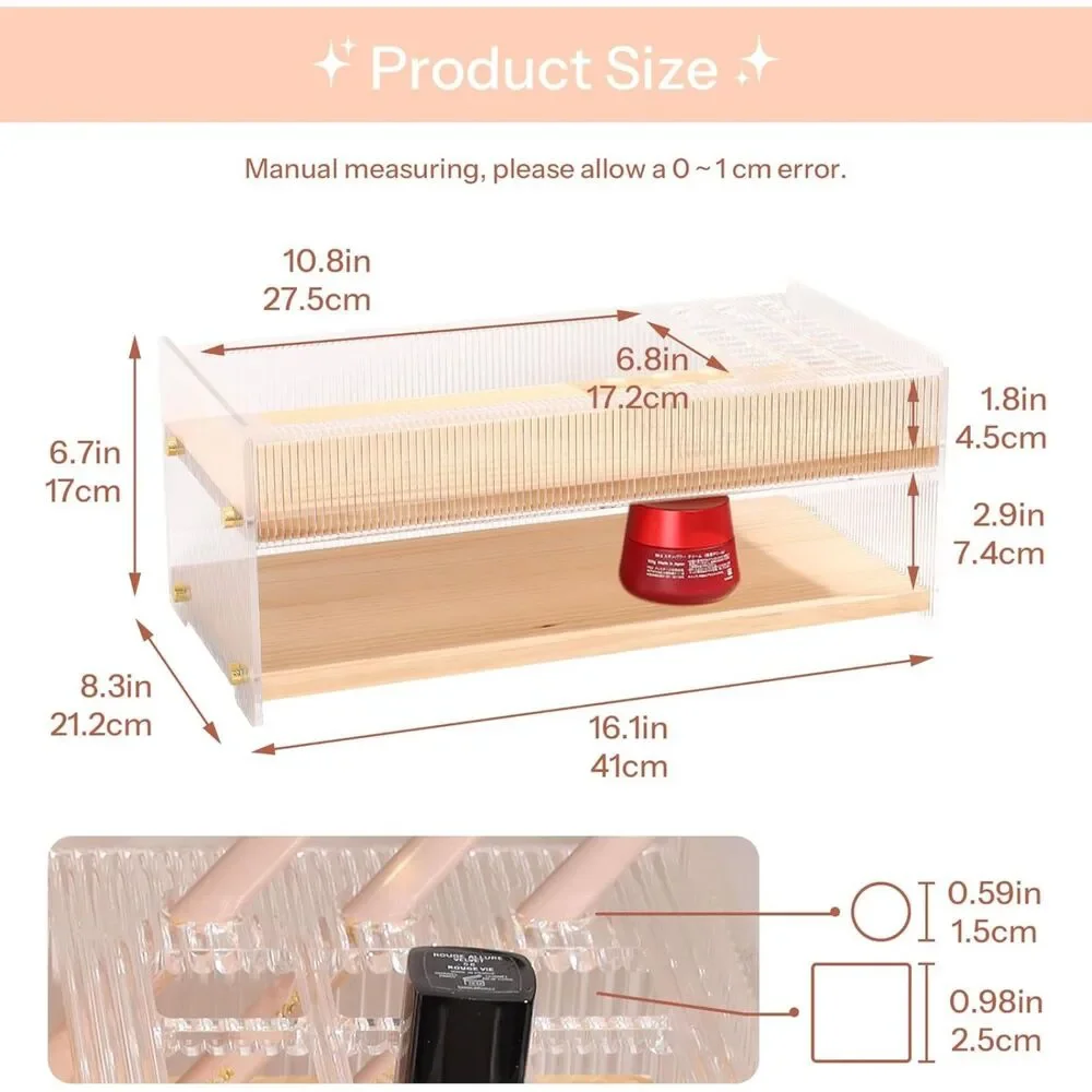 Makeup Organizer with Brush Holder for Vanity